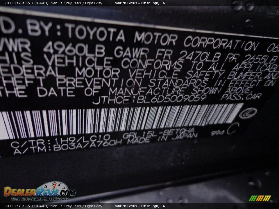 2013 Lexus GS 350 AWD Nebula Gray Pearl / Light Gray Photo #16