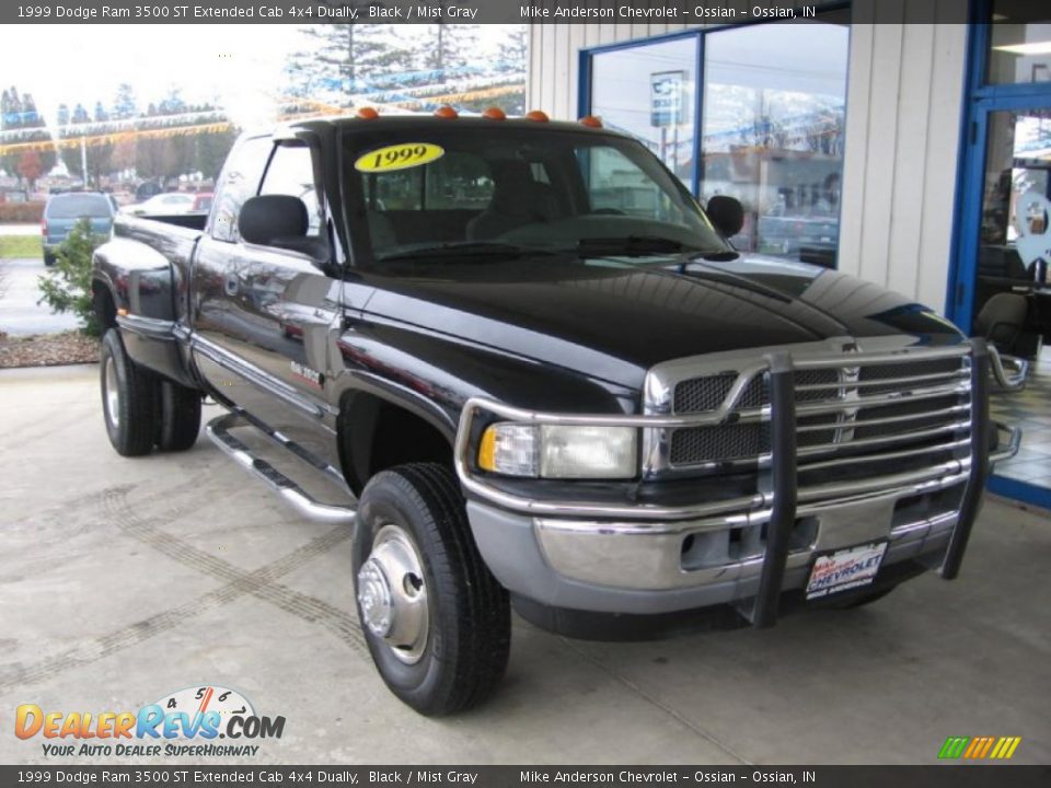 1999 Dodge Ram 3500 ST Extended Cab 4x4 Dually Black / Mist Gray Photo #1
