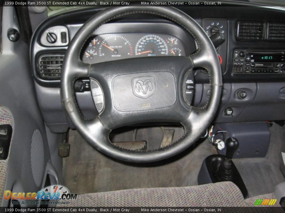 1999 Dodge Ram 3500 ST Extended Cab 4x4 Dually Black / Mist Gray Photo #10