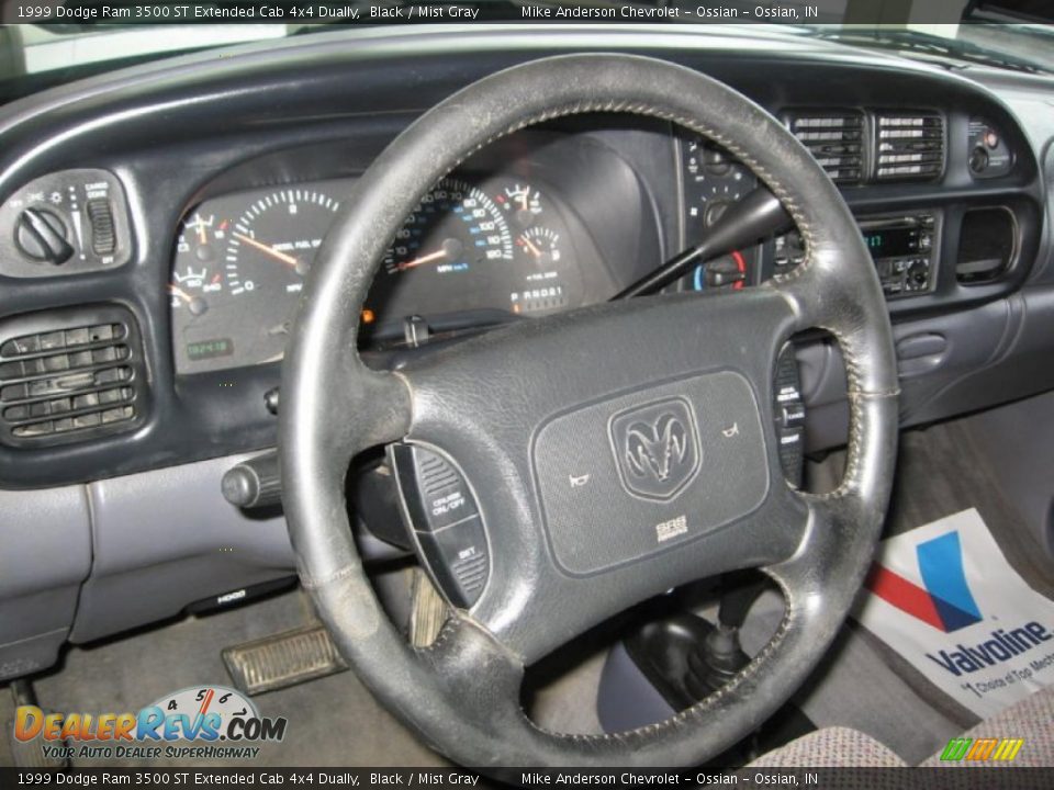 1999 Dodge Ram 3500 ST Extended Cab 4x4 Dually Black / Mist Gray Photo #12