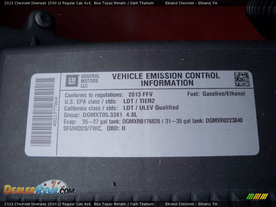 2013 Chevrolet Silverado 1500 LS Regular Cab 4x4 Blue Topaz Metallic / Dark Titanium Photo #11