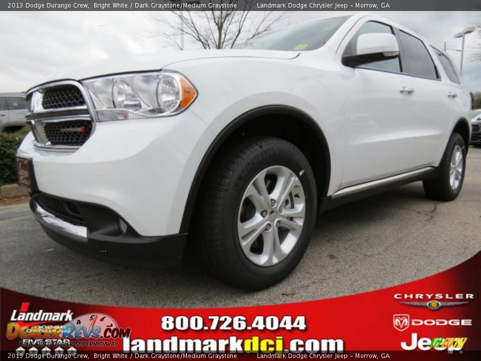 2013 Dodge Durango Crew Bright White / Dark Graystone/Medium Graystone Photo #1
