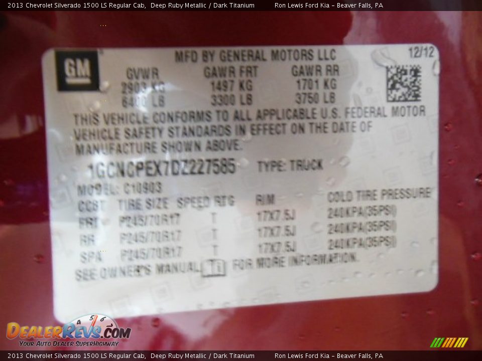 2013 Chevrolet Silverado 1500 LS Regular Cab Deep Ruby Metallic / Dark Titanium Photo #20