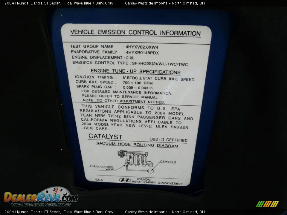 2004 Hyundai Elantra GT Sedan Tidal Wave Blue / Dark Gray Photo #9