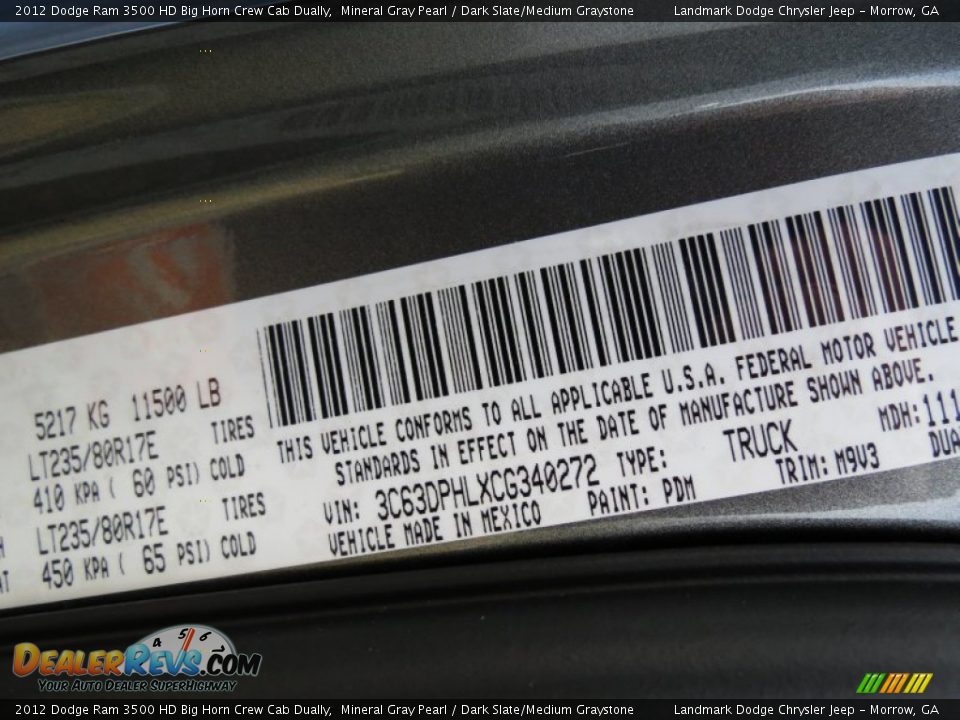 2012 Dodge Ram 3500 HD Big Horn Crew Cab Dually Mineral Gray Pearl / Dark Slate/Medium Graystone Photo #11