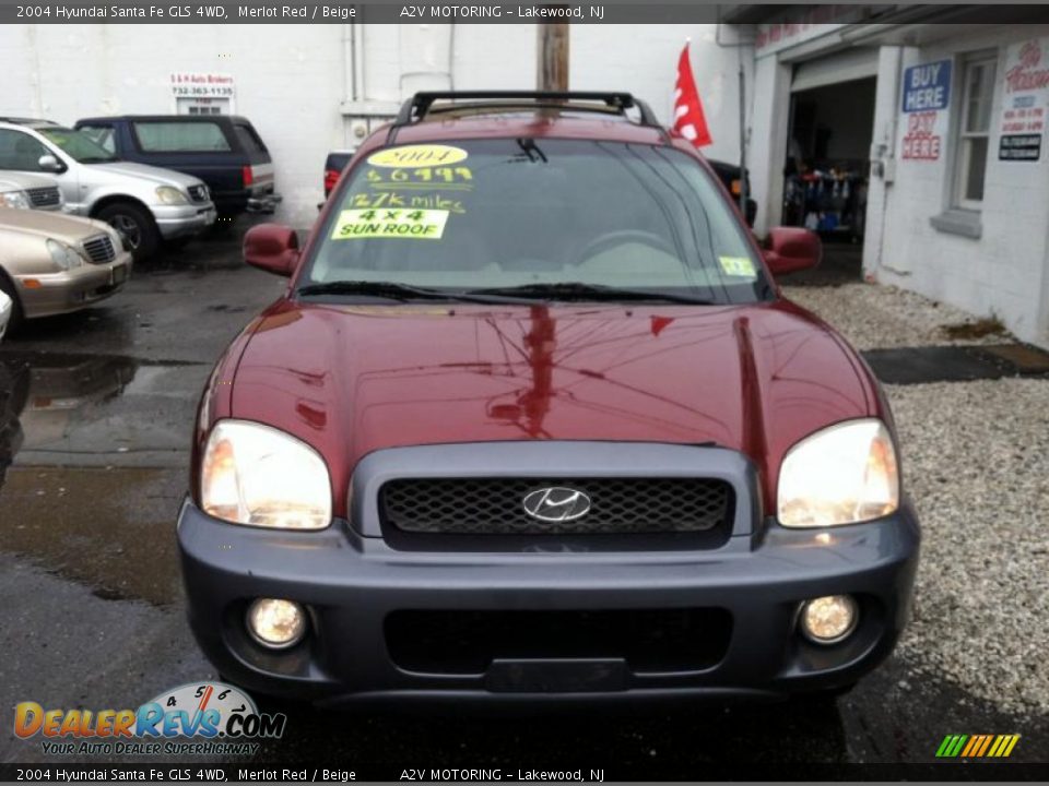 2004 Hyundai Santa Fe GLS 4WD Merlot Red / Beige Photo #2