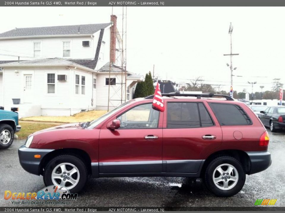 2004 Hyundai Santa Fe GLS 4WD Merlot Red / Beige Photo #4
