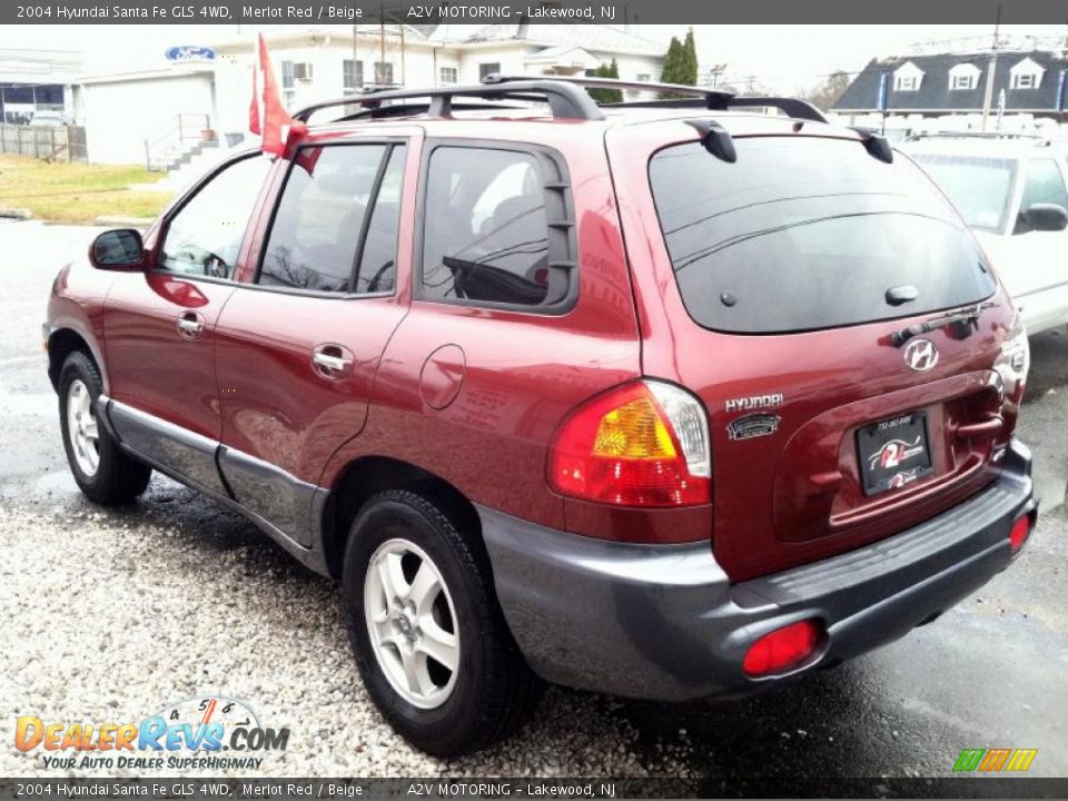 2004 Hyundai Santa Fe GLS 4WD Merlot Red / Beige Photo #5