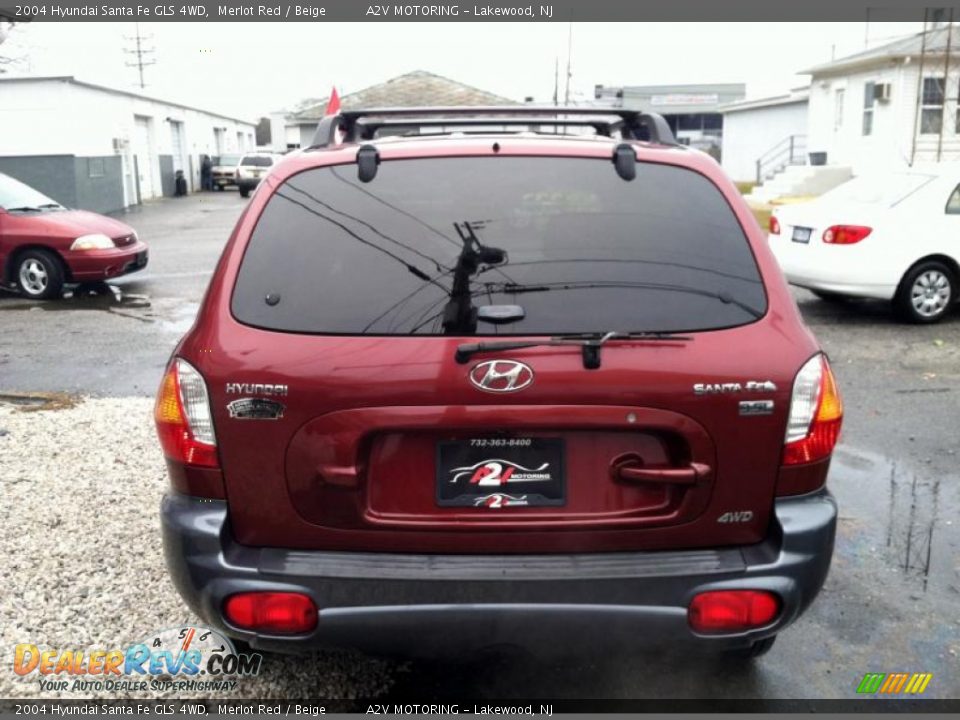 2004 Hyundai Santa Fe GLS 4WD Merlot Red / Beige Photo #6