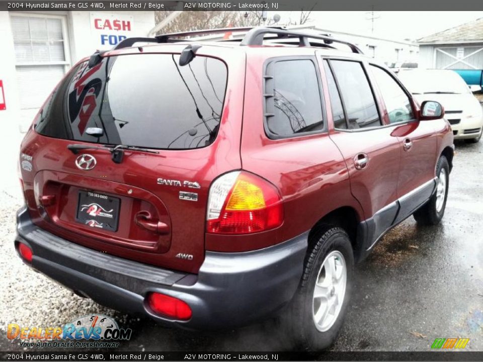 2004 Hyundai Santa Fe GLS 4WD Merlot Red / Beige Photo #7