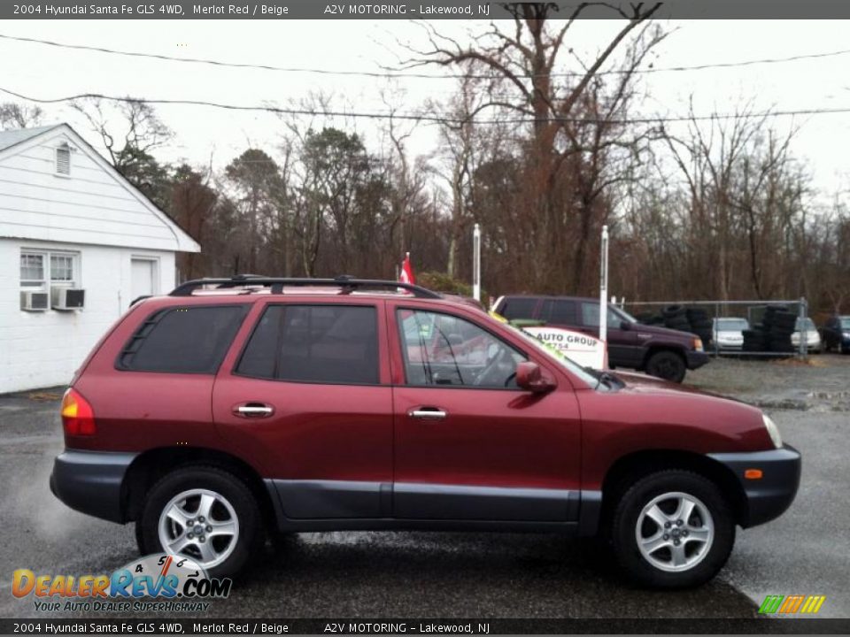 2004 Hyundai Santa Fe GLS 4WD Merlot Red / Beige Photo #8