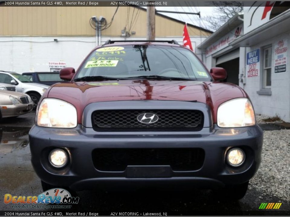 2004 Hyundai Santa Fe GLS 4WD Merlot Red / Beige Photo #10