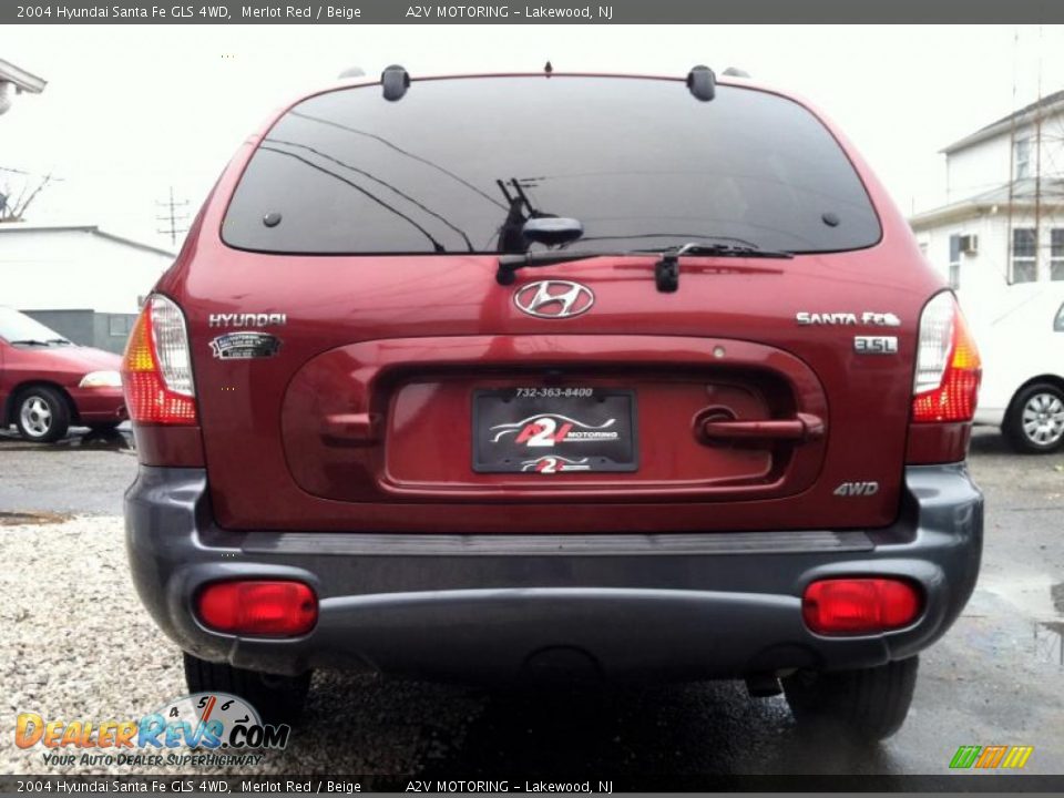 2004 Hyundai Santa Fe GLS 4WD Merlot Red / Beige Photo #14