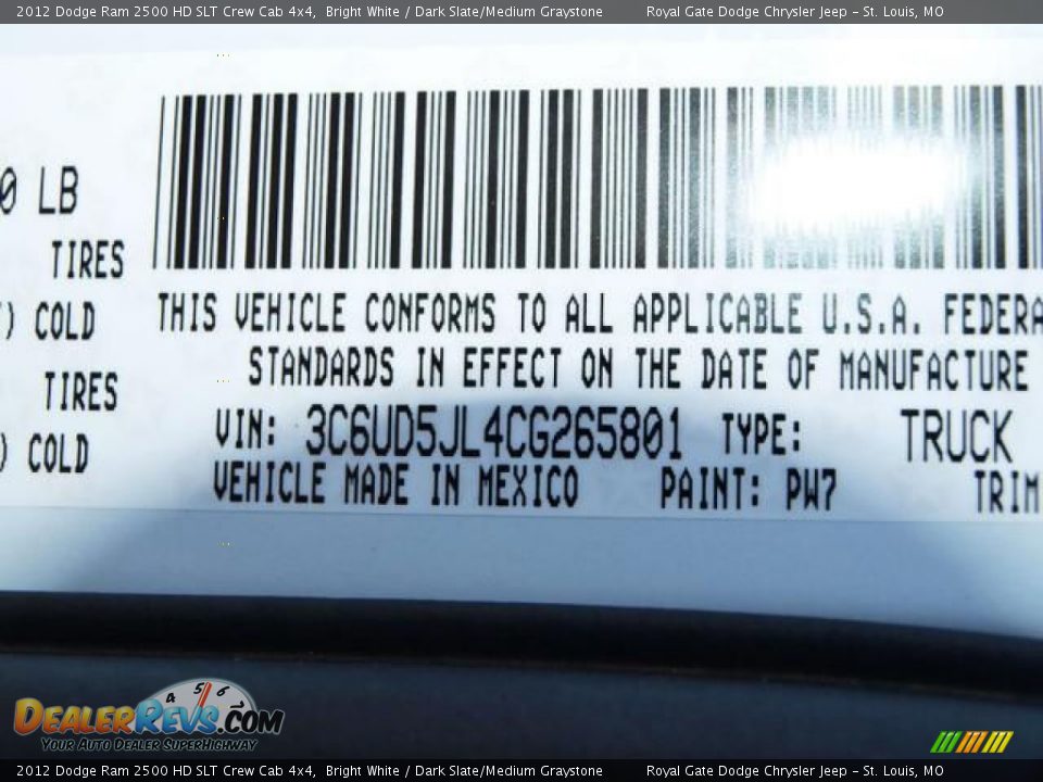 2012 Dodge Ram 2500 HD SLT Crew Cab 4x4 Bright White / Dark Slate/Medium Graystone Photo #8