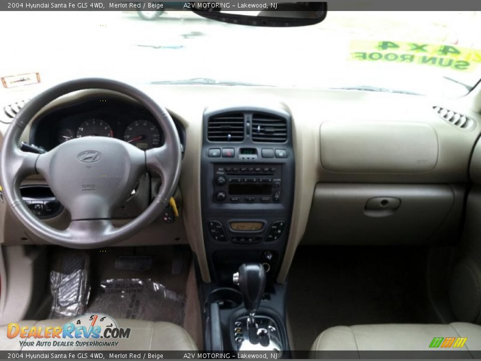 2004 Hyundai Santa Fe GLS 4WD Merlot Red / Beige Photo #25