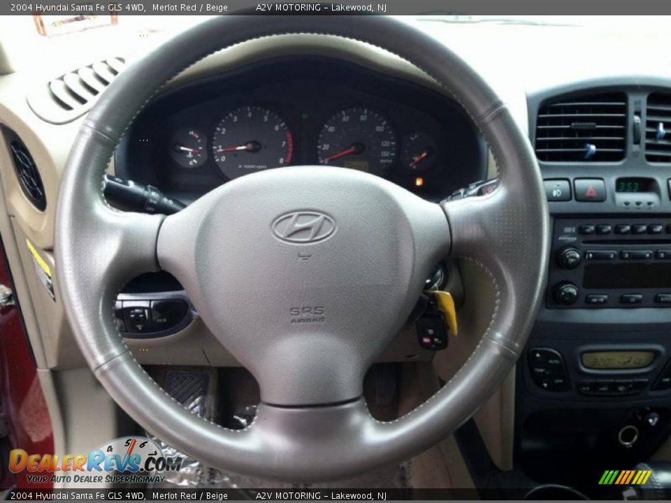 2004 Hyundai Santa Fe GLS 4WD Merlot Red / Beige Photo #27