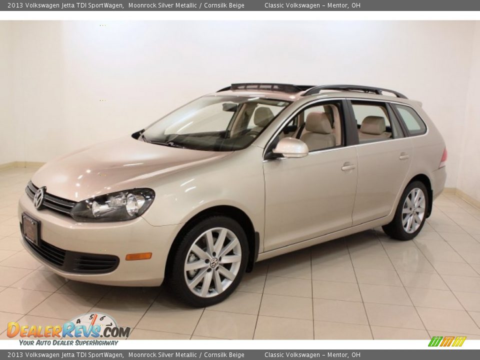 2013 Volkswagen Jetta TDI SportWagen Moonrock Silver Metallic / Cornsilk Beige Photo #3