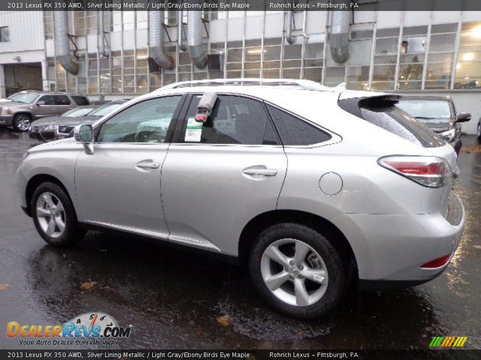 2013 Lexus RX 350 AWD Silver Lining Metallic / Light Gray/Ebony Birds Eye Maple Photo #2