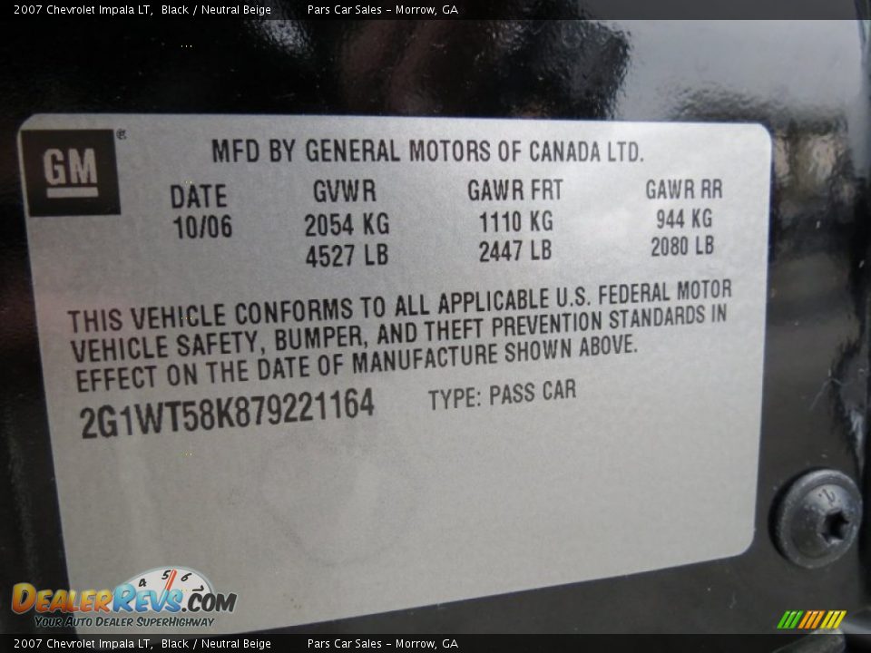 2007 Chevrolet Impala LT Black / Neutral Beige Photo #16