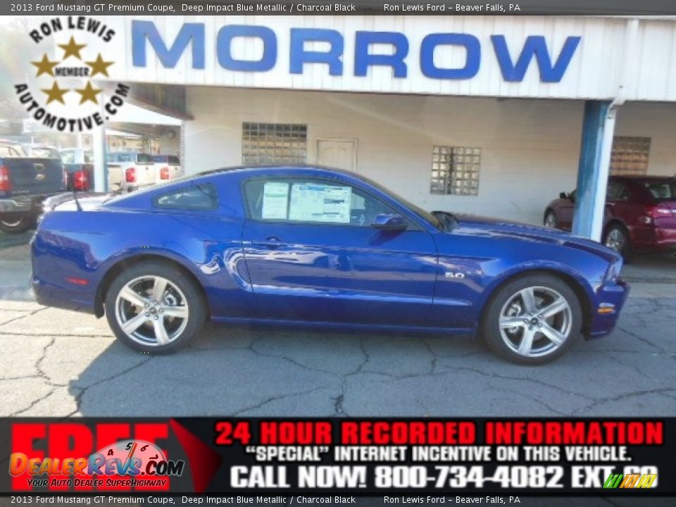 2013 Ford Mustang GT Premium Coupe Deep Impact Blue Metallic / Charcoal Black Photo #1