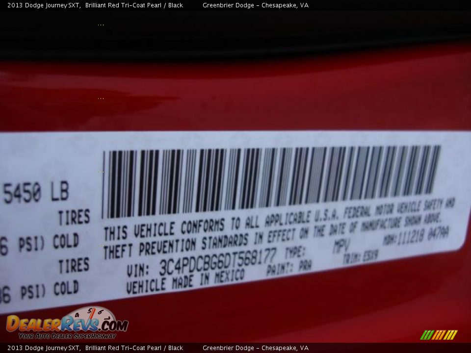 2013 Dodge Journey SXT Brilliant Red Tri-Coat Pearl / Black Photo #15