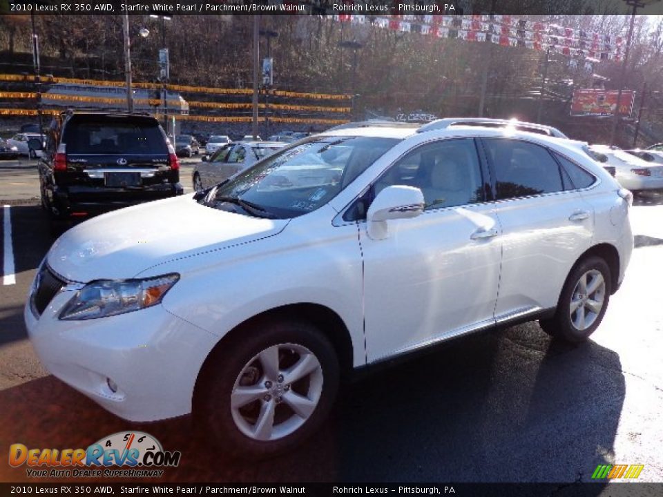 2010 Lexus RX 350 AWD Starfire White Pearl / Parchment/Brown Walnut Photo #2