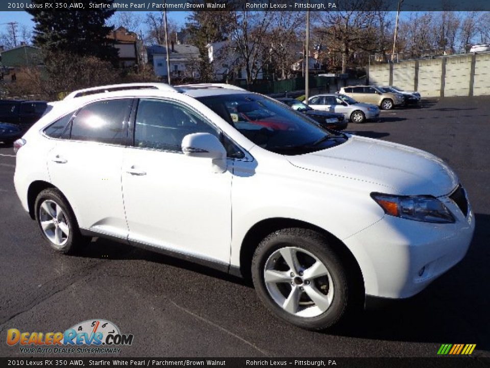 2010 Lexus RX 350 AWD Starfire White Pearl / Parchment/Brown Walnut Photo #3