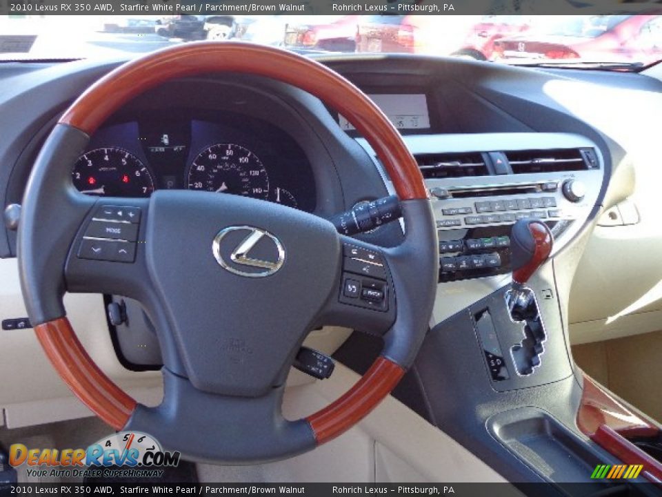 2010 Lexus RX 350 AWD Starfire White Pearl / Parchment/Brown Walnut Photo #6