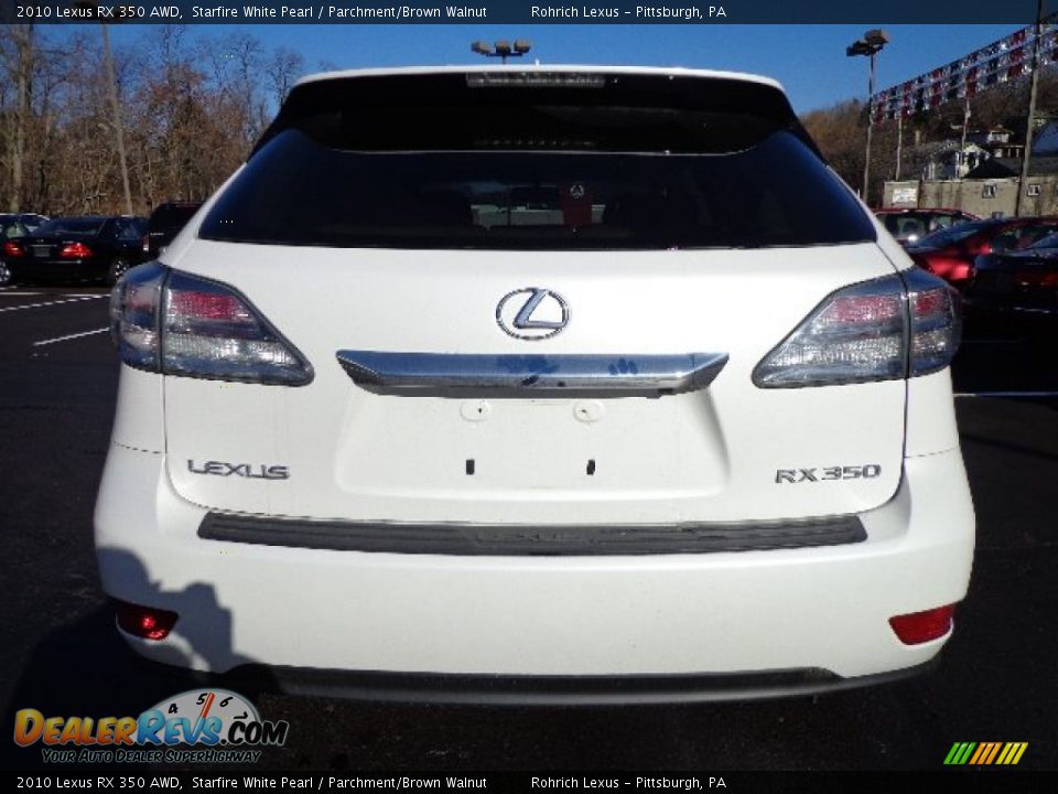 2010 Lexus RX 350 AWD Starfire White Pearl / Parchment/Brown Walnut Photo #10