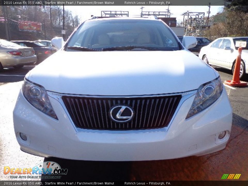2010 Lexus RX 350 AWD Starfire White Pearl / Parchment/Brown Walnut Photo #13