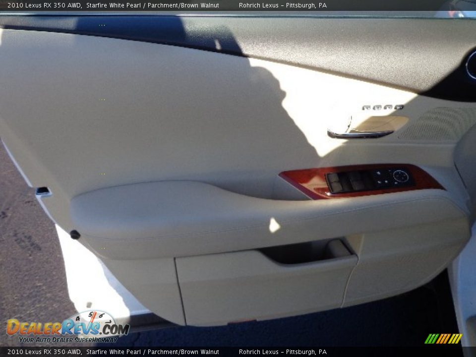 2010 Lexus RX 350 AWD Starfire White Pearl / Parchment/Brown Walnut Photo #16