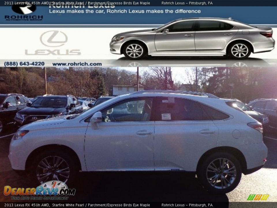 2013 Lexus RX 450h AWD Starfire White Pearl / Parchment/Espresso Birds Eye Maple Photo #1