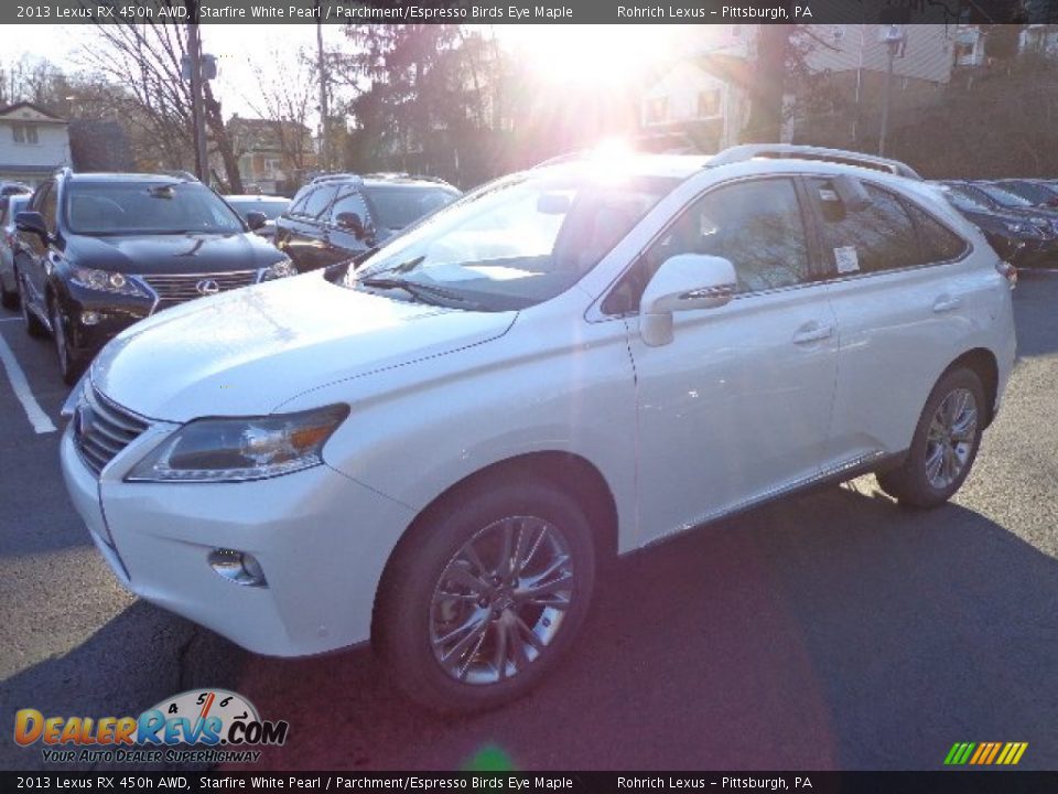2013 Lexus RX 450h AWD Starfire White Pearl / Parchment/Espresso Birds Eye Maple Photo #8