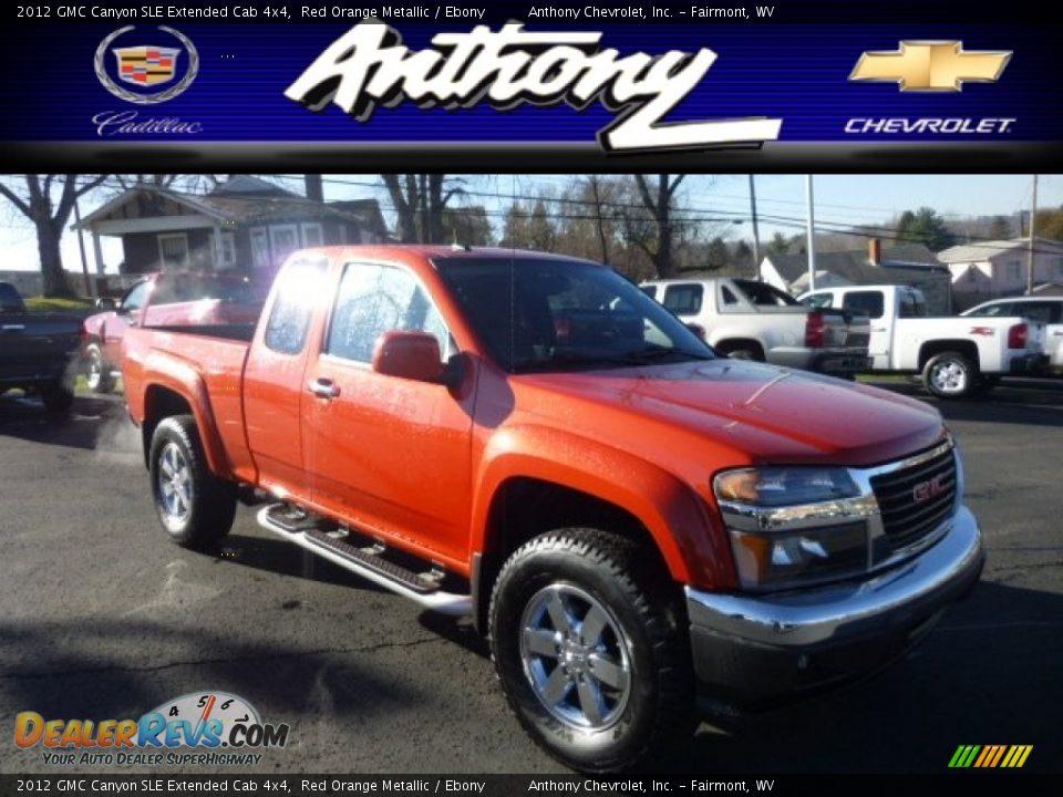 2012 GMC Canyon SLE Extended Cab 4x4 Red Orange Metallic / Ebony Photo #1