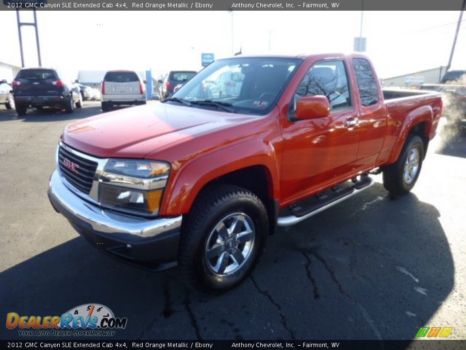 2012 GMC Canyon SLE Extended Cab 4x4 Red Orange Metallic / Ebony Photo #3