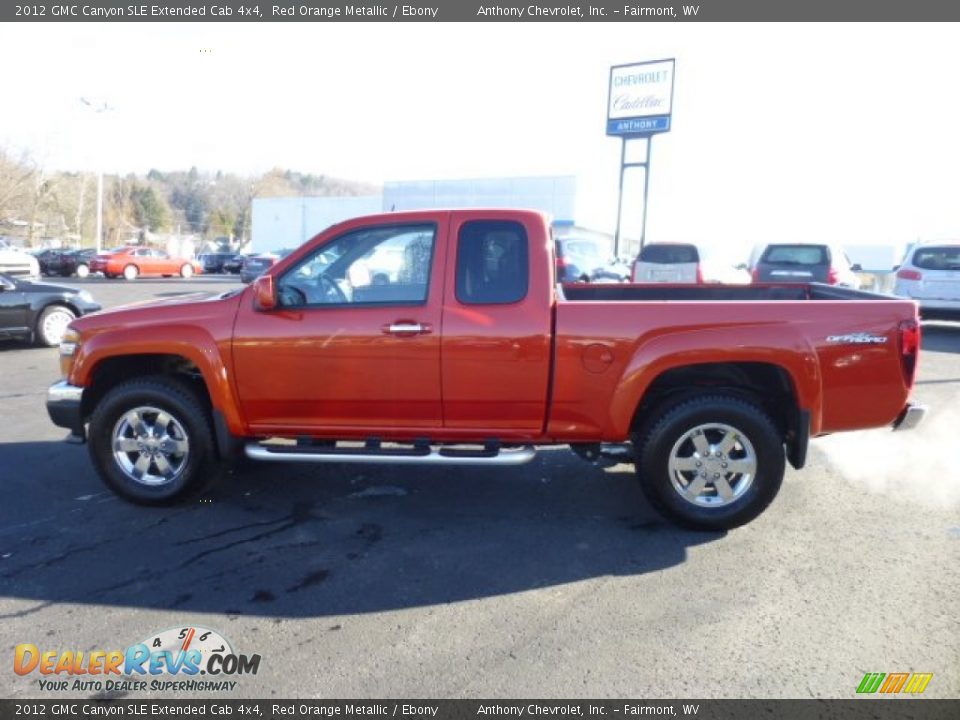 2012 GMC Canyon SLE Extended Cab 4x4 Red Orange Metallic / Ebony Photo #4