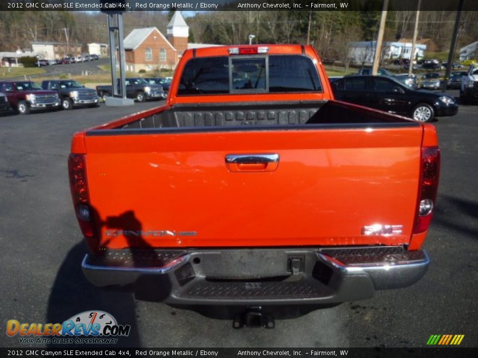 2012 GMC Canyon SLE Extended Cab 4x4 Red Orange Metallic / Ebony Photo #6