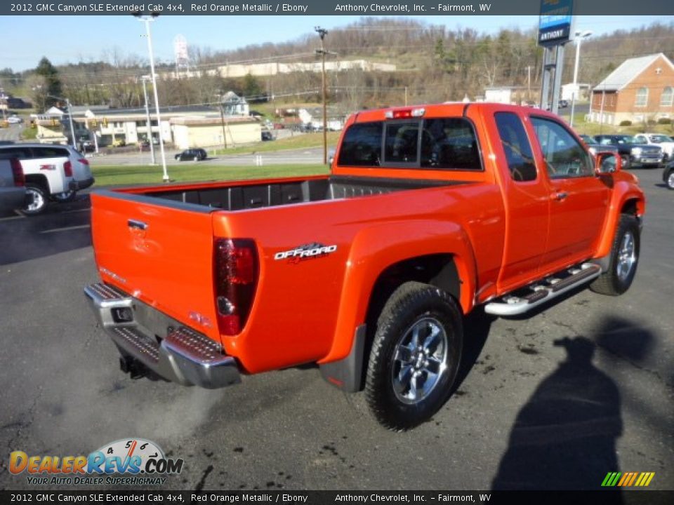 2012 GMC Canyon SLE Extended Cab 4x4 Red Orange Metallic / Ebony Photo #7