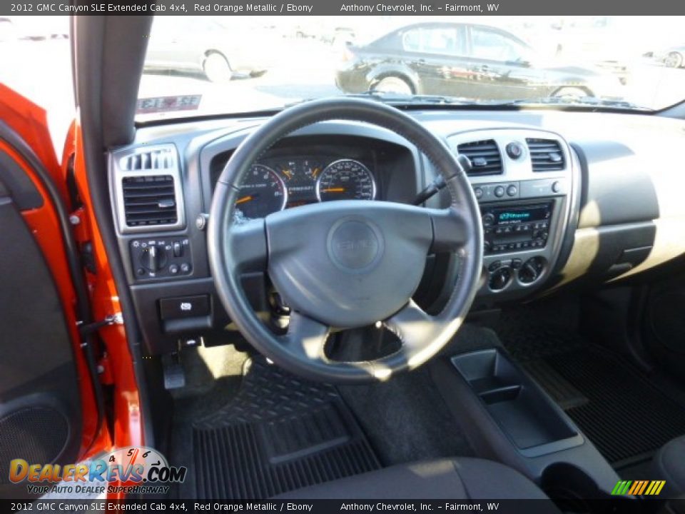 2012 GMC Canyon SLE Extended Cab 4x4 Red Orange Metallic / Ebony Photo #15