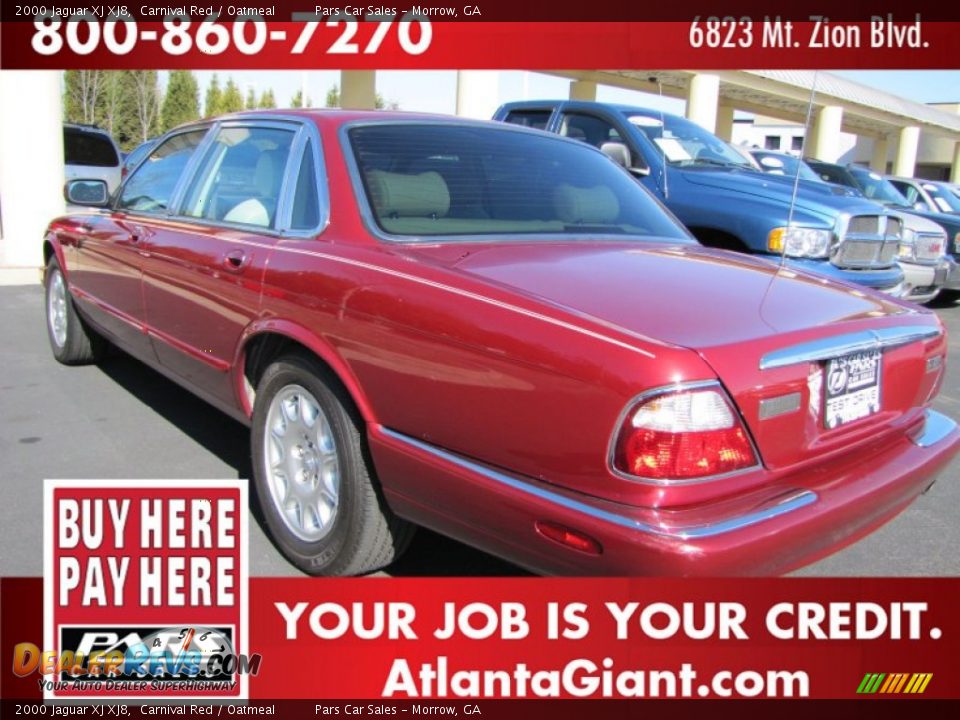 2000 Jaguar XJ XJ8 Carnival Red / Oatmeal Photo #2
