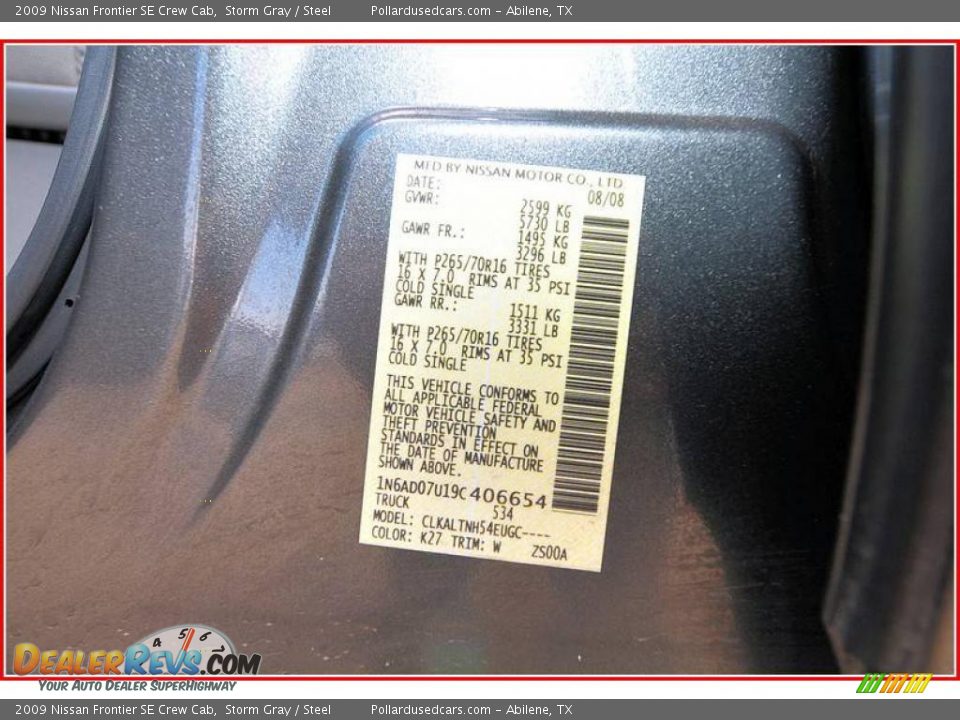 2009 Nissan Frontier SE Crew Cab Storm Gray / Steel Photo #14
