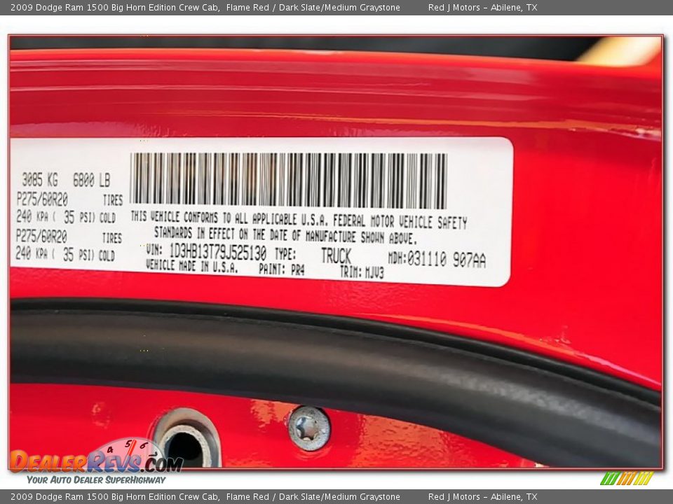 2009 Dodge Ram 1500 Big Horn Edition Crew Cab Flame Red / Dark Slate/Medium Graystone Photo #13