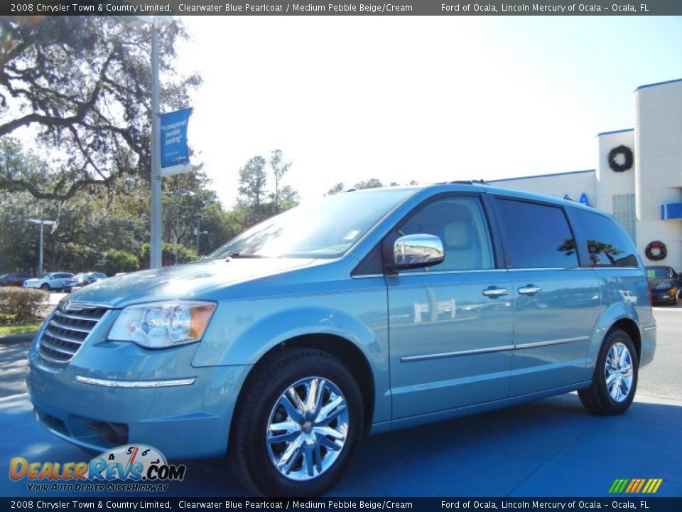 2008 Chrysler Town & Country Limited Clearwater Blue Pearlcoat / Medium Pebble Beige/Cream Photo #1