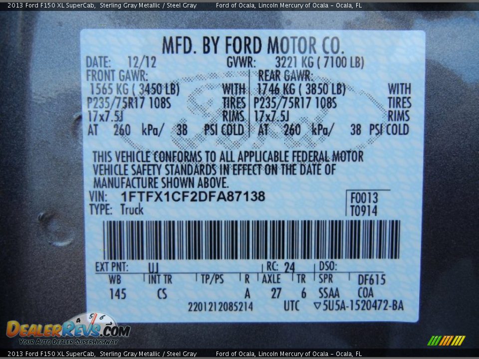 2013 Ford F150 XL SuperCab Sterling Gray Metallic / Steel Gray Photo #12