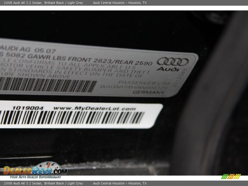2008 Audi A6 3.2 Sedan Brilliant Black / Light Grey Photo #35