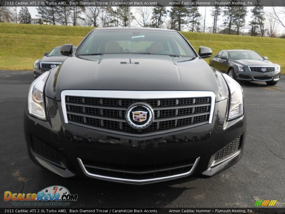 2013 Cadillac ATS 2.0L Turbo AWD Black Diamond Tricoat / Caramel/Jet Black Accents Photo #2