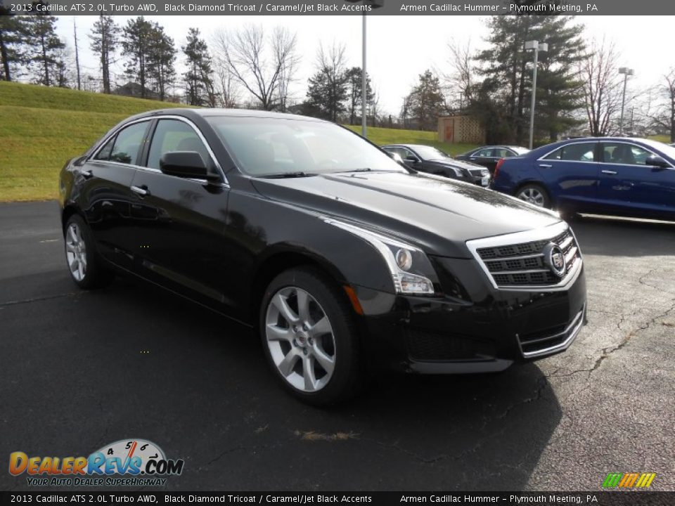 2013 Cadillac ATS 2.0L Turbo AWD Black Diamond Tricoat / Caramel/Jet Black Accents Photo #3