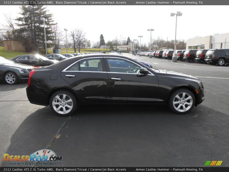 2013 Cadillac ATS 2.0L Turbo AWD Black Diamond Tricoat / Caramel/Jet Black Accents Photo #4