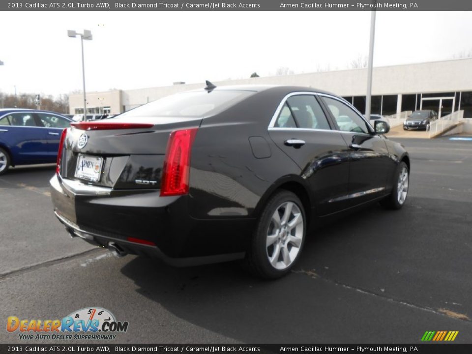 2013 Cadillac ATS 2.0L Turbo AWD Black Diamond Tricoat / Caramel/Jet Black Accents Photo #5