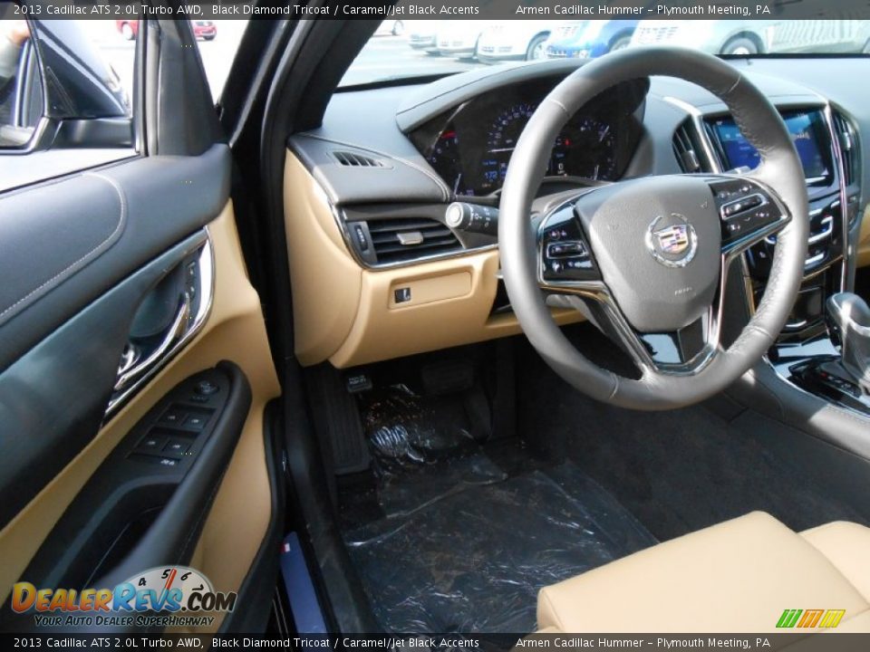 2013 Cadillac ATS 2.0L Turbo AWD Black Diamond Tricoat / Caramel/Jet Black Accents Photo #7